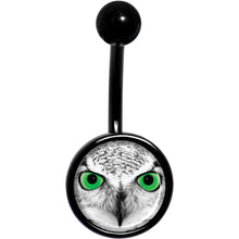 Load image into Gallery viewer, Black White Owl Black Belly Ring