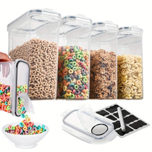 Load image into Gallery viewer, 4-Piece Set: Airtight Cereal Storage Containers with Pour Spouts & Measuring Cup – 4L Kitchen Pantry Organizer