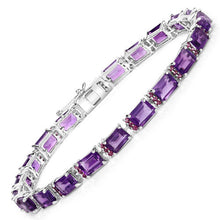 Load image into Gallery viewer, 21.84 Carat Genuine Amethyst and Rhodolite Granet .925 Sterling Silver Bracelet
