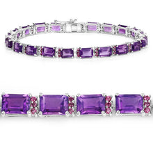 Load image into Gallery viewer, 21.84 Carat Genuine Amethyst and Rhodolite Granet .925 Sterling Silver Bracelet