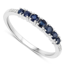Load image into Gallery viewer, 0.45 Carat Genuine Blue Sapphire and White Diamond 14K White Gold Ring