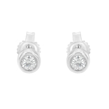 Load image into Gallery viewer, 10K White Gold 0.15 Cttw Round Brilliant-Cut Near Colorless Diamond Bezel-Set Stud Earrings (H-I Color, I1-I2 Clarity)