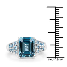 Load image into Gallery viewer, 4.39 Carat Genuine London Blue Topaz and Swiss Blue Topaz .925 Sterling Silver Ring