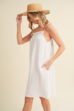 Load image into Gallery viewer, New Summer Embroidered Trim Gauze Square Neck Mini Cami Dress For Women –Elegant, Feminine & Stylish for Summer