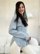 Load image into Gallery viewer, Culture Code Full Size Ribbed Zip Up Drawstring Hooded Jacket Women Trendy Jacket With Adjustable Hood For Women