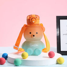 Load image into Gallery viewer, 800ML Water Bottle for Kids with Straw Mug Cup Bear Summer Outdoor Sport Plastic Girls School Cute Drinking Cup Bear Water Bottle with Straw and Strap Cute Water Bottles for Kids Drinking Water Bottles Portable Leak Proof