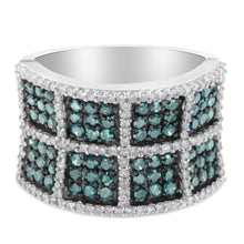 Load image into Gallery viewer, 14K White Gold White and Treated Blue Diamond Cocktail Ring (1 1/2 Cttw, H-I Color, I1-I2 Clarity) - Size 6