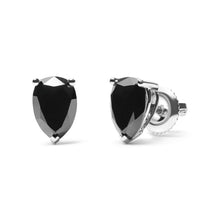Load image into Gallery viewer, 14K White Gold 2.00 Cttw Pear Cut Black Diamond Stud Earrings