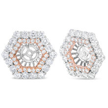 Load image into Gallery viewer, 14K Rose and White Gold 1 7/8 Cttw Round Diamond Double Halo Earring Jacket for 6mm Round Studs (G-H Color, VS2-SI1 Clarity)