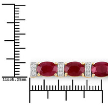 Load image into Gallery viewer, 16.52 Carat Genuine Ruby and White Diamond 14K Yellow Gold Bracelet