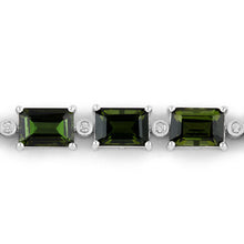 Load image into Gallery viewer, 19.04 Carat Genuine Green Tourmaline and White Diamond 14K White Gold Bracelet