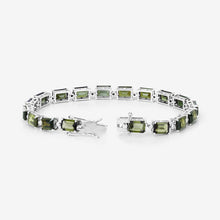 Load image into Gallery viewer, 19.04 Carat Genuine Green Tourmaline and White Diamond 14K White Gold Bracelet