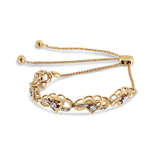 Load image into Gallery viewer, 14K Yellow Gold Plated .925 Sterling Silver 1/10 Cttw Diamond Infinity Heart Shaped 4â€-10†Adjustable Bolo Bracelet (H-I Color, I2-I3 Clarity)