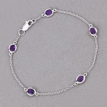 Load image into Gallery viewer, 1.70 Carat Genuine Amethyst .925 Sterling Silver Bracelet