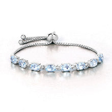 Load image into Gallery viewer, 7.60 Carat Genuine Blue Topaz .925 Sterling Silver Bracelet