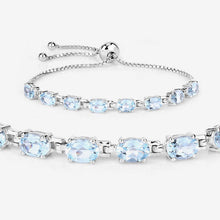 Load image into Gallery viewer, 7.60 Carat Genuine Blue Topaz .925 Sterling Silver Bracelet