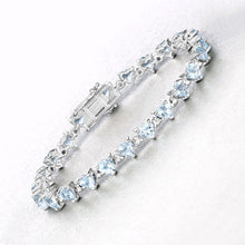 Load image into Gallery viewer, 7.71 Carat Genuine Aquamarine and White Diamond .925 Sterling Silver Bracelet