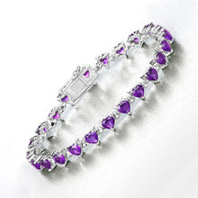 Load image into Gallery viewer, 10.01 Carat Genuine Amethyst and White Diamond .925 Sterling Silver Bracelet