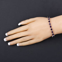 Load image into Gallery viewer, 10.01 Carat Genuine Amethyst and White Diamond .925 Sterling Silver Bracelet
