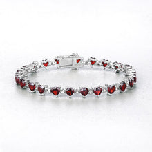 Load image into Gallery viewer, 11.62 Carat Genuine Garnet and White Diamond .925 Sterling Silver Bracelet