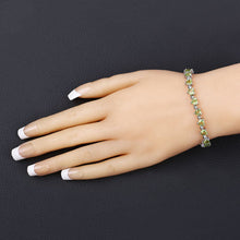 Load image into Gallery viewer, 10.24 Carat Genuine Peridot and White Diamond .925 Sterling Silver Bracelet