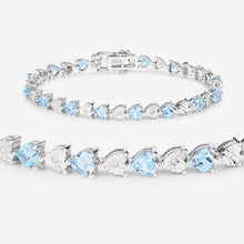Load image into Gallery viewer, 7.64 Carat Genuine Blue Topaz and White Diamond .925 Sterling Silver Bracelet