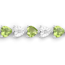 Load image into Gallery viewer, 6.74 Carat Genuine Peridot and White Diamond .925 Sterling Silver Bracelet