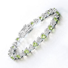 Load image into Gallery viewer, 6.74 Carat Genuine Peridot and White Diamond .925 Sterling Silver Bracelet