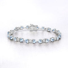 Load image into Gallery viewer, 7.36 Carat Genuine Aquamarine and White Diamond .925 Sterling Silver Bracelet