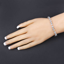 Load image into Gallery viewer, 7.36 Carat Genuine Aquamarine and White Diamond .925 Sterling Silver Bracelet