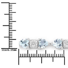 Load image into Gallery viewer, 7.36 Carat Genuine Aquamarine and White Diamond .925 Sterling Silver Bracelet