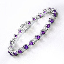 Load image into Gallery viewer, 9.56 Carat Genuine Amethyst and White Diamond .925 Sterling Silver Bracelet