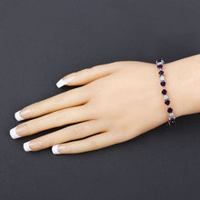 Load image into Gallery viewer, 9.56 Carat Genuine Amethyst and White Diamond .925 Sterling Silver Bracelet