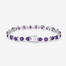 Load image into Gallery viewer, 9.56 Carat Genuine Amethyst and White Diamond .925 Sterling Silver Bracelet
