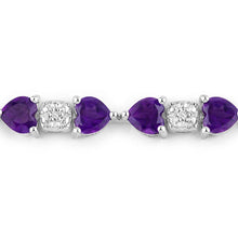 Load image into Gallery viewer, 9.56 Carat Genuine Amethyst and White Diamond .925 Sterling Silver Bracelet