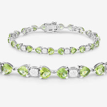 Load image into Gallery viewer, 9.78 Carat Genuine Peridot and White Diamond .925 Sterling Silver Bracelet