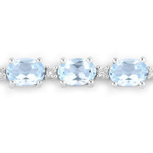 Load image into Gallery viewer, 12.83 Carat Genuine Blue Topaz and White Topaz .925 Sterling Silver Bracelet