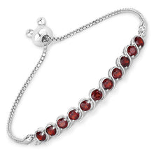 Load image into Gallery viewer, 3.30 Carat Genuine Garnet .925 Sterling Silver Bracelet