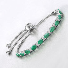 Load image into Gallery viewer, 4.98 Carat Genuine Emerald and White Topaz .925 Sterling Silver Bracelet
