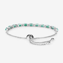 Load image into Gallery viewer, 4.98 Carat Genuine Emerald and White Topaz .925 Sterling Silver Bracelet