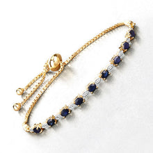 Load image into Gallery viewer, 1.83 Carat Genuine Blue Sapphire and White Diamond .925 Sterling Silver Bracelet