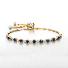Load image into Gallery viewer, 1.83 Carat Genuine Blue Sapphire and White Diamond .925 Sterling Silver Bracelet