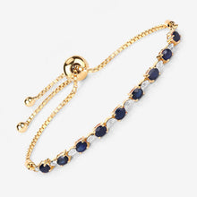 Load image into Gallery viewer, 1.83 Carat Genuine Blue Sapphire and White Diamond .925 Sterling Silver Bracelet