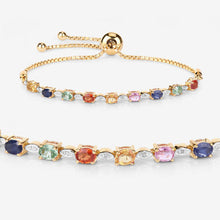 Load image into Gallery viewer, 1.83 Carat Genuine Multi Sapphire .925 Sterling Silver Bracelet