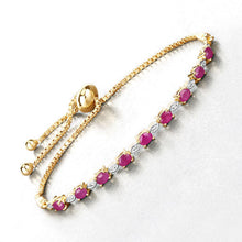 Load image into Gallery viewer, 2.01 Carat Genuine Ruby and White Diamond .925 Sterling Silver Bracelet