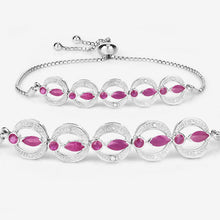 Load image into Gallery viewer, 1.65 Carat Genuine Ruby and White Diamond .925 Sterling Silver Bracelet