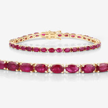 Load image into Gallery viewer, 9.18 Carat Genuine Ruby 10K Yellow Gold Bracelet