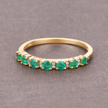 Load image into Gallery viewer, 0.41 Carat Genuine Zambian Emerald and White Diamond 14K Yellow Gold Ring
