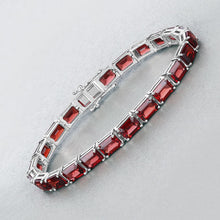 Load image into Gallery viewer, 27.60 Carat Genuine Garnet .925 Sterling Silver Bracelet
