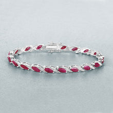 Load image into Gallery viewer, 7.78 Carat Genuine Ruby and White Diamond 10K White Gold Bracelet